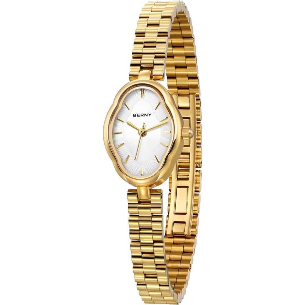 Gold Watches for Women Dainty Ladies Quartz Watch Vintage Copper Mirrors Shape J